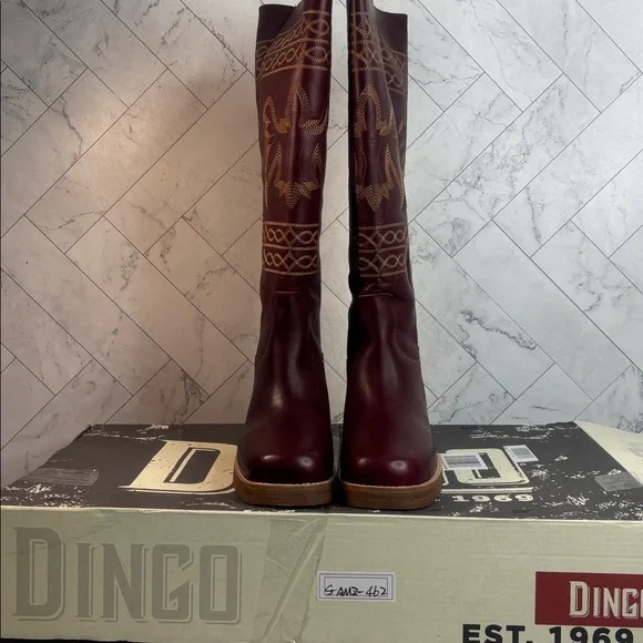 NWT Dingo Womens Avalon Burgundy Leather Embroidered Round Toe Boots Size 11M - Picture 8 of 8